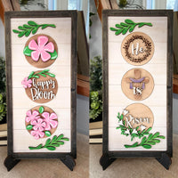 "Bloom" and "Risen" Spring, Easter Interchangeable Sign And Easel