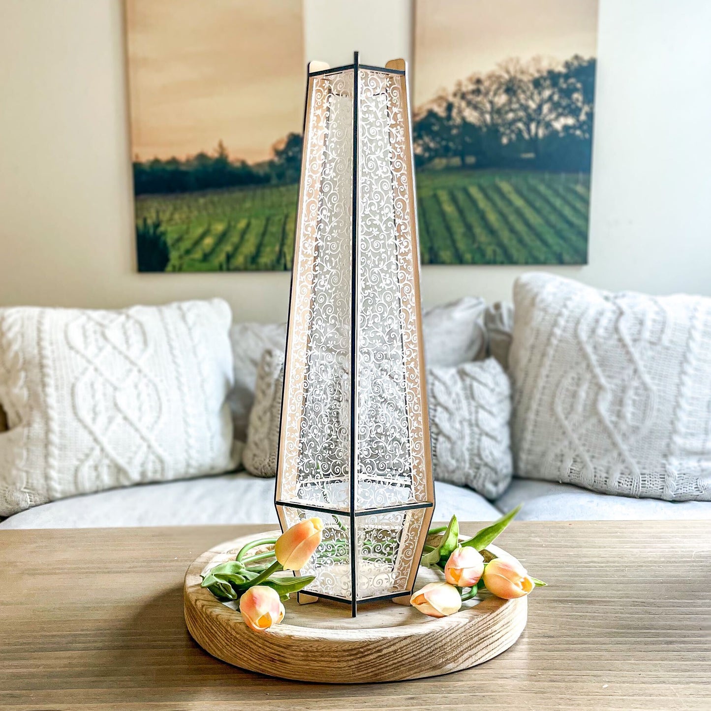 Large Decorative Faceted Tabletop Lantern