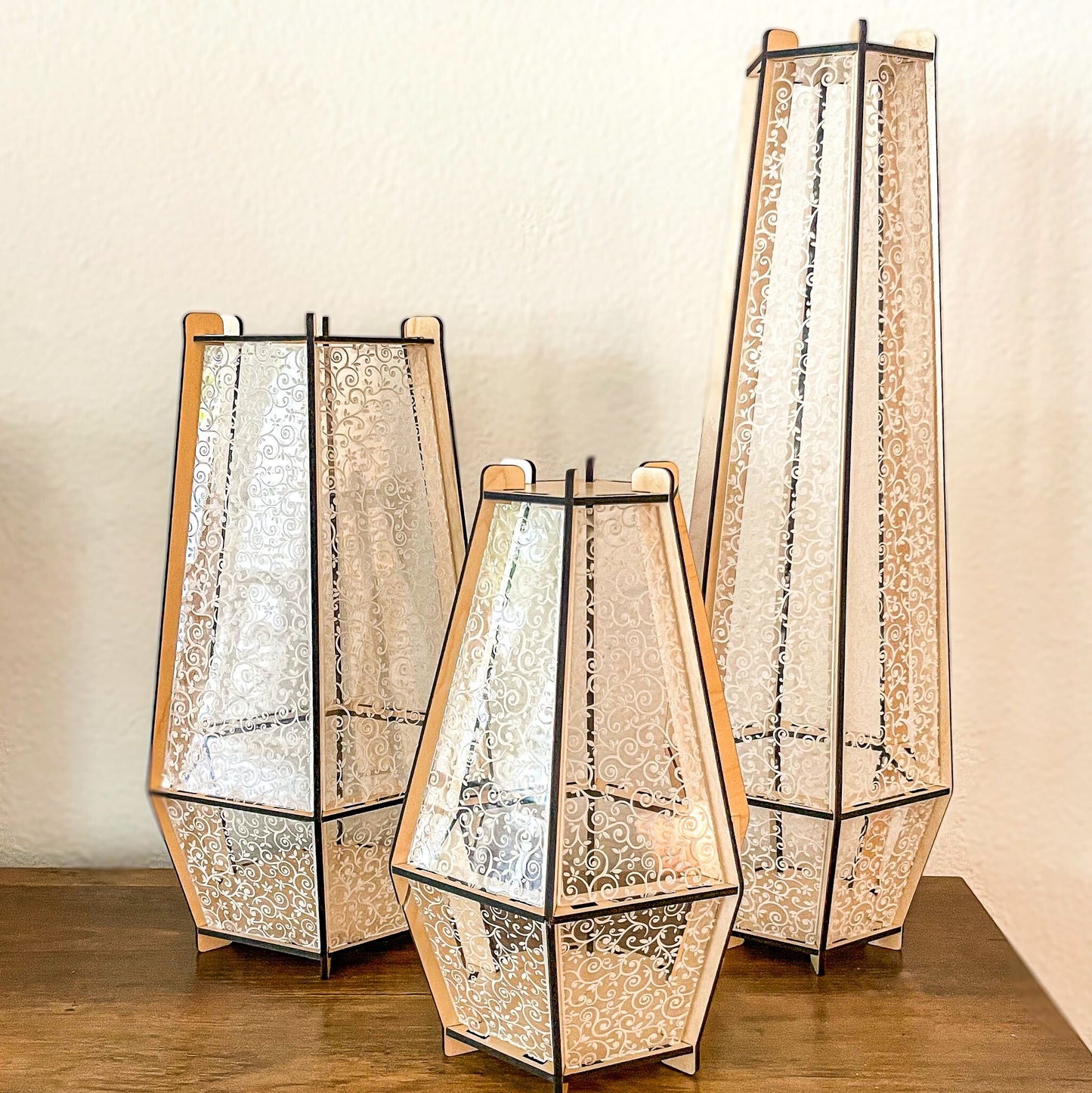 Large Decorative Faceted Tabletop Lantern