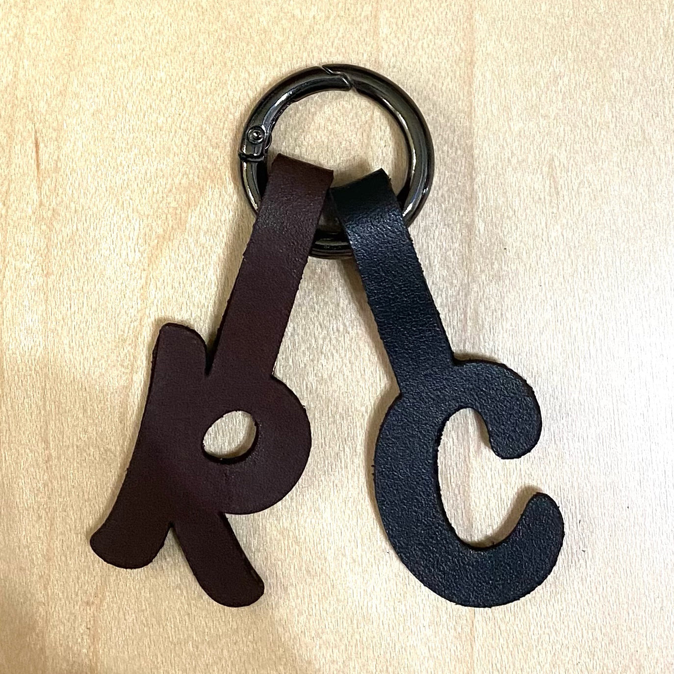 Leather Monogram Keychain