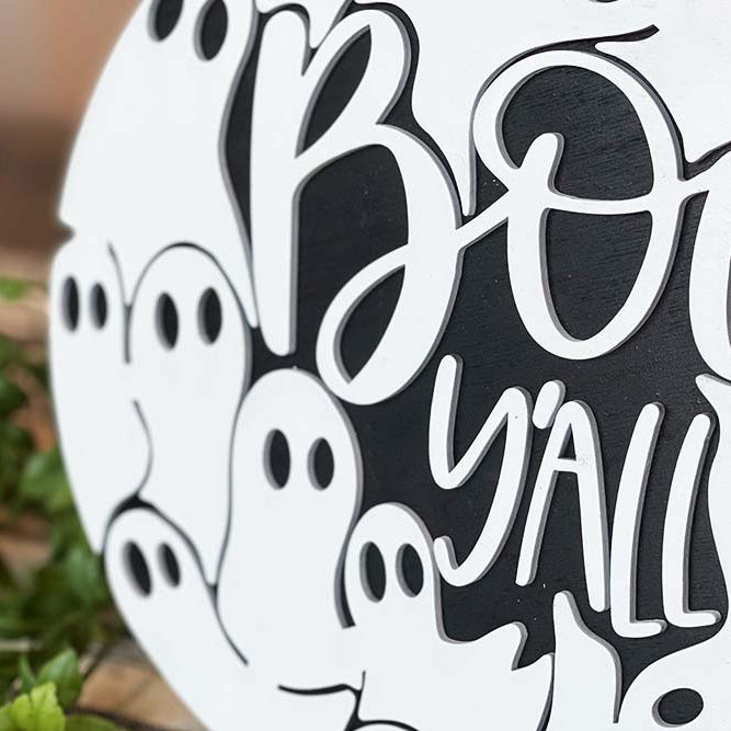 Boo Y'all Halloween Round Sign