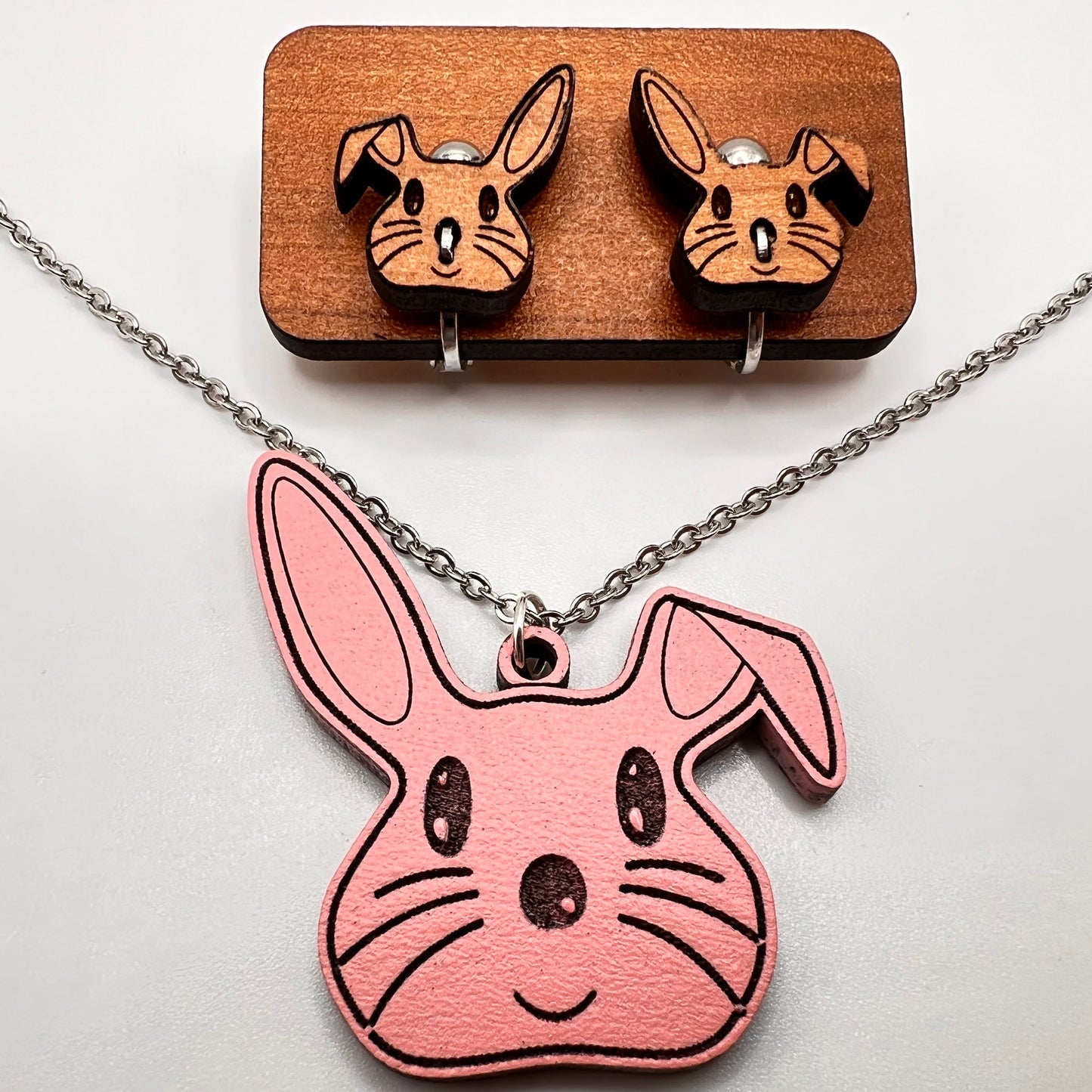 Bunny Clip On Earrings & Pendant Set