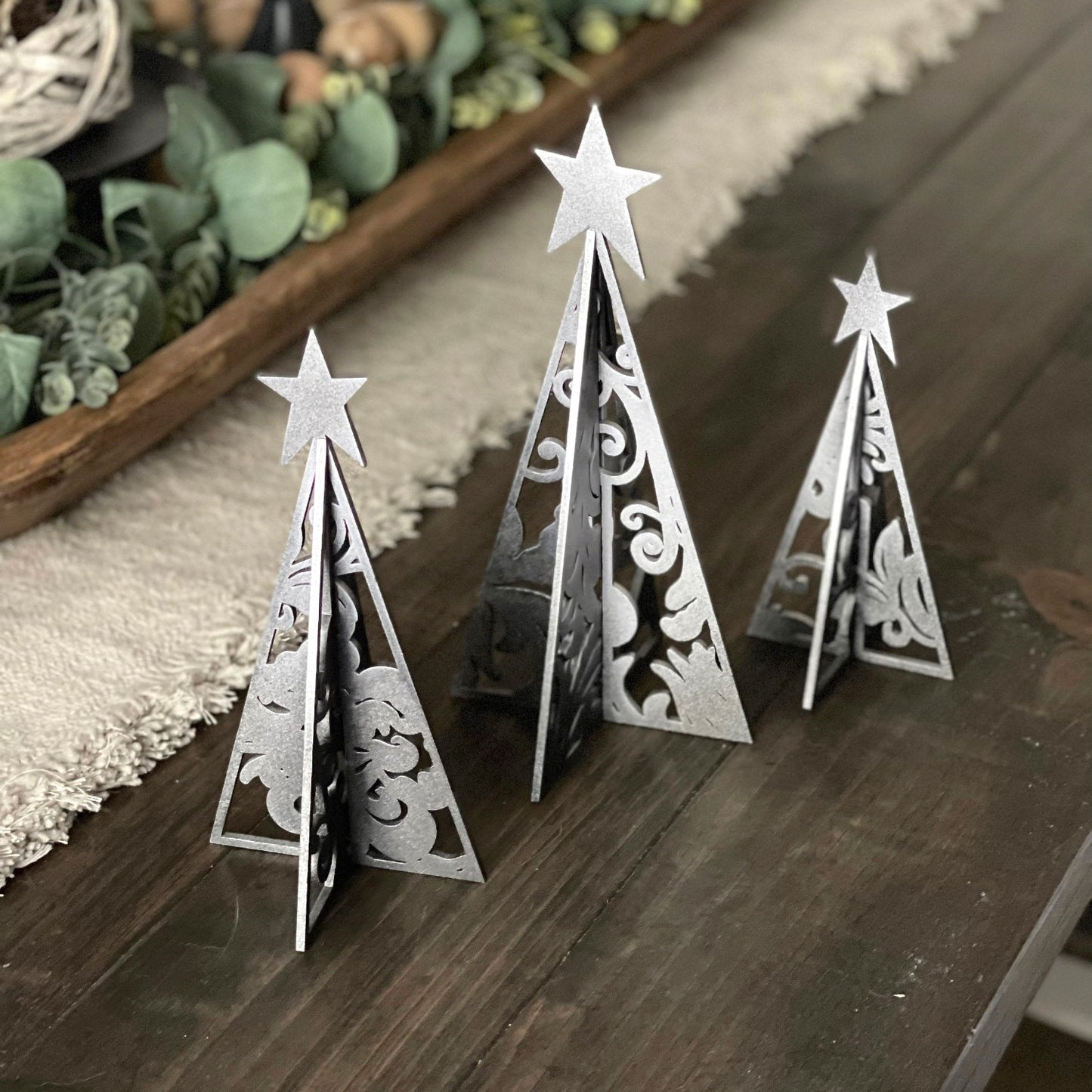 3D Flourish Christmas Trees Shelf Sitters (Set of 3)