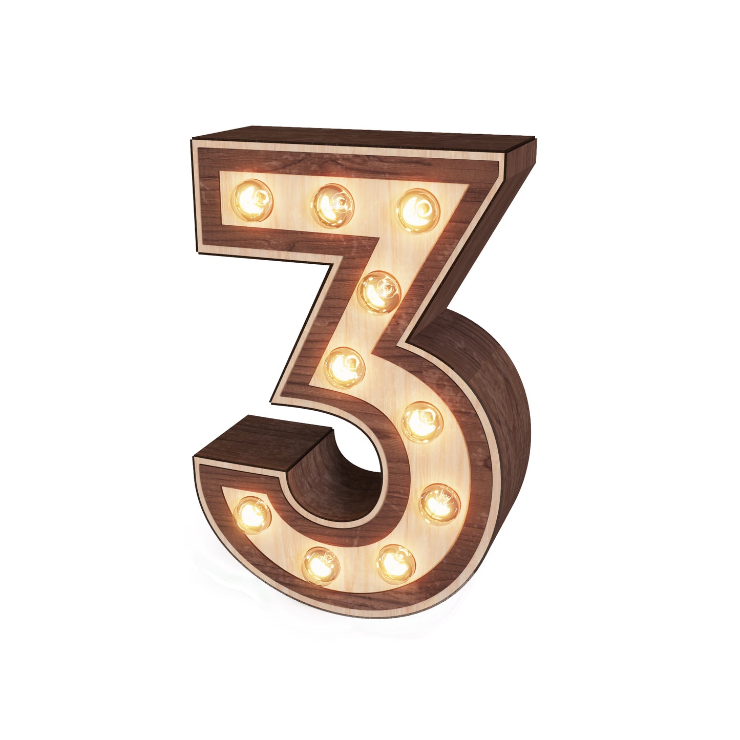 Light-up Marquee Number Display "3"