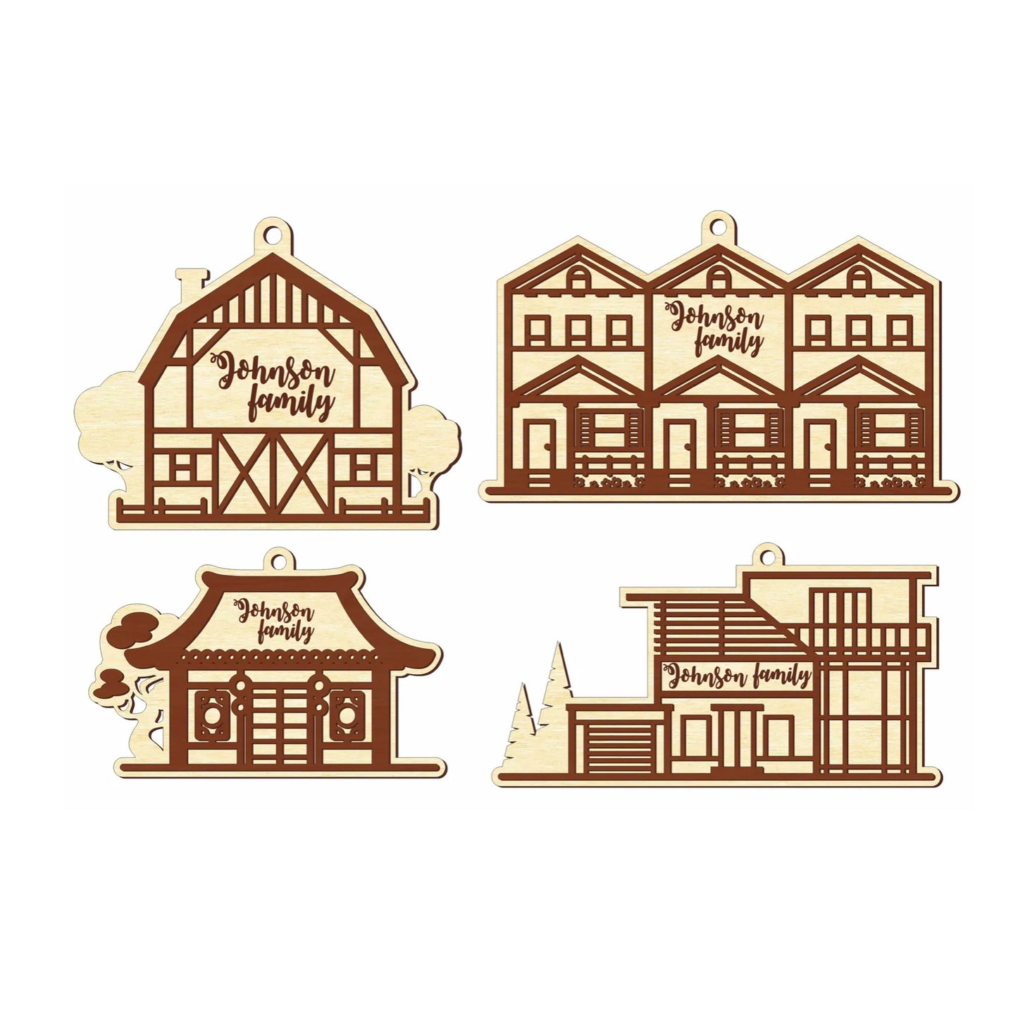 Family House Ornaments (Set of 10)