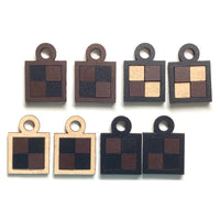 Leather Checkerboard Pattern Earrings