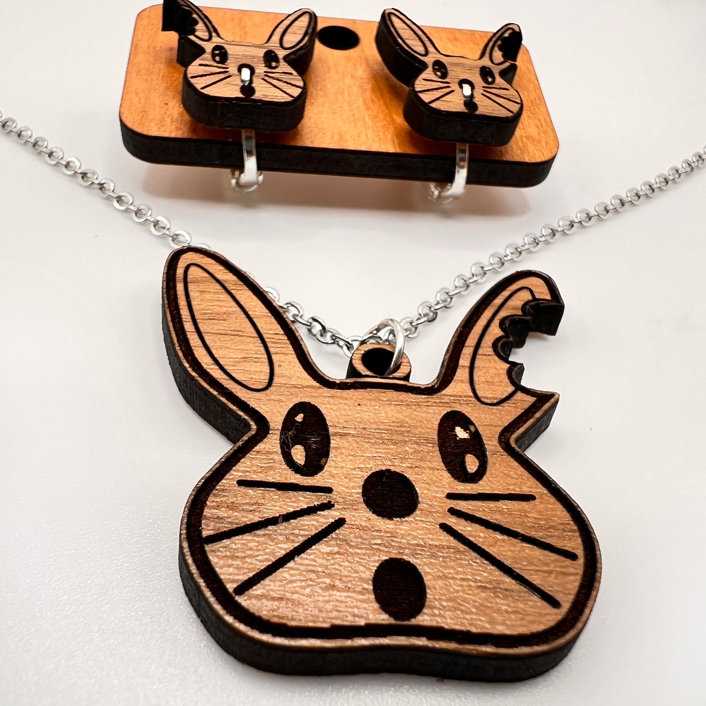 Bitten Chocolate Bunny - Clipon Earrings and Pendant