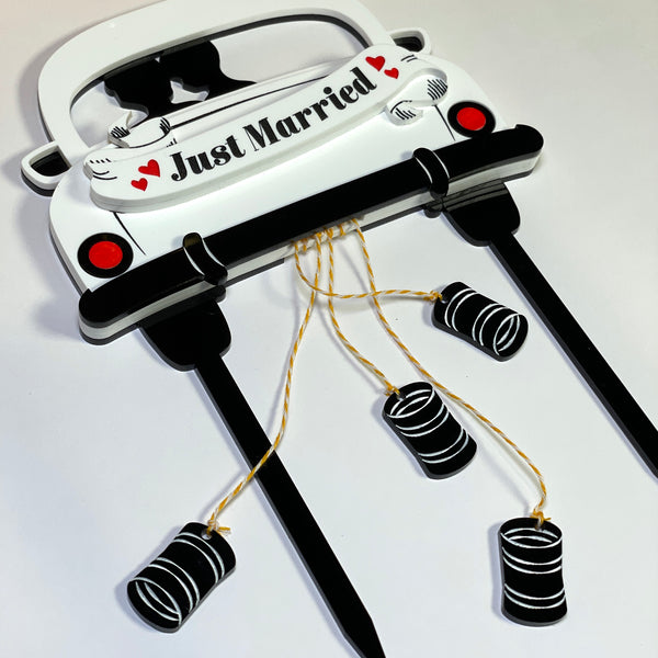 Just Married Wedding Cake Topper Glowforge Shop   3 Detail2 Grande 