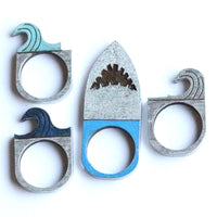 4 Stackable Shark And Water Waves Ring