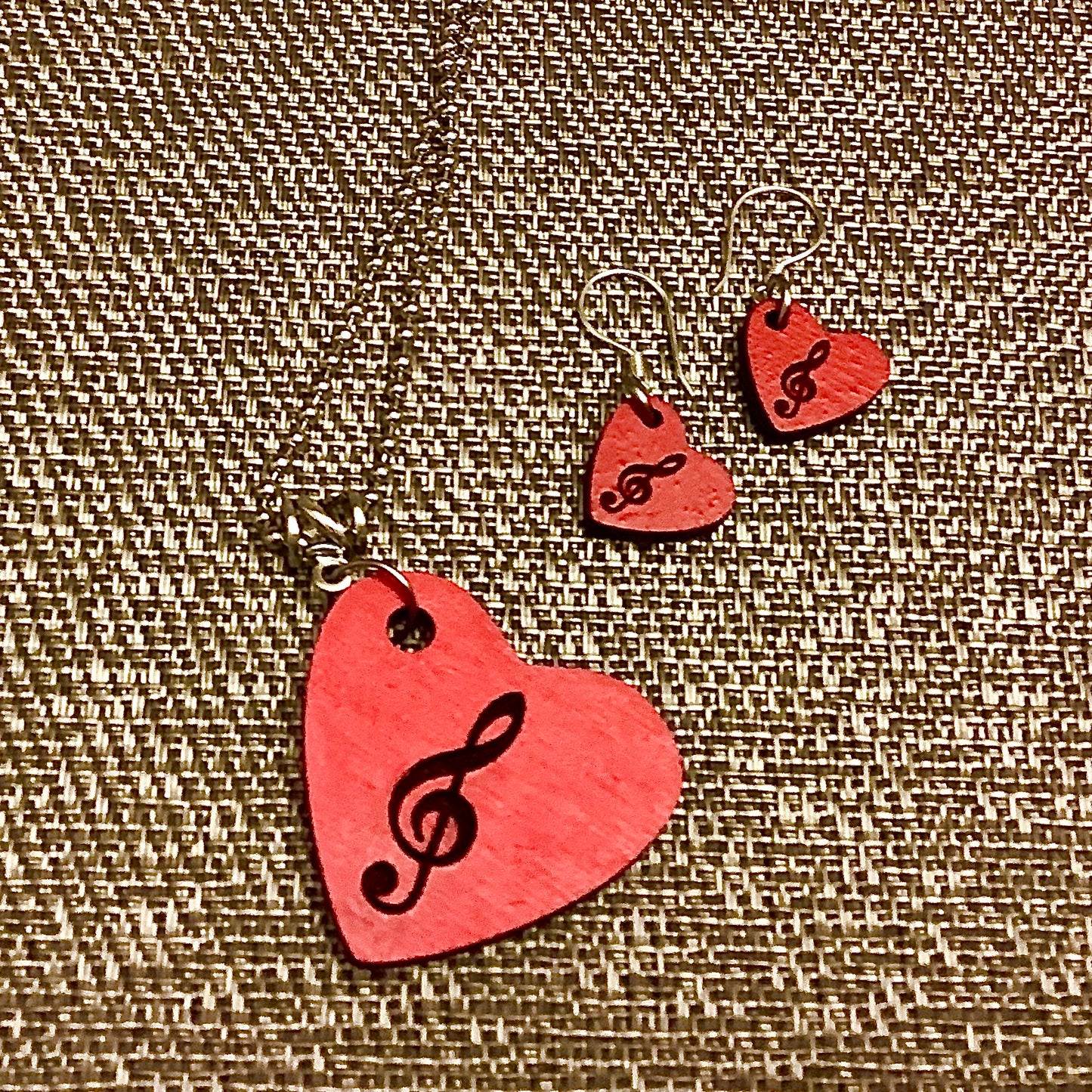 Musical Hearts Pendant and Earrings Set
