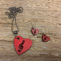 Musical Hearts Pendant and Earrings Set