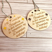 All I Want for Christmas December Birthday Funny Christmas Ornament (Set of 3)