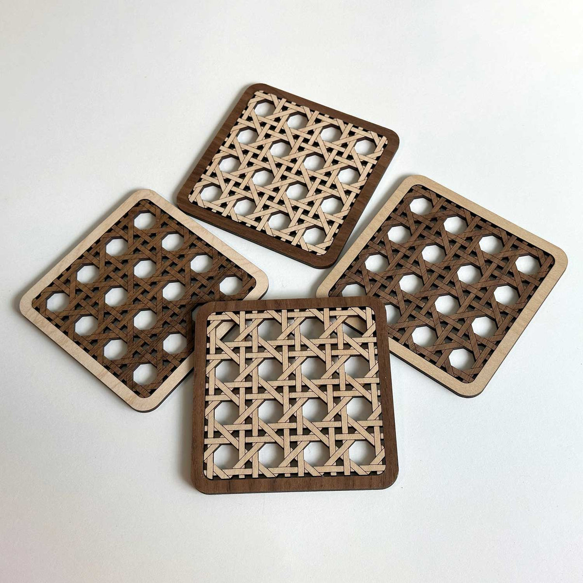 Dark Rattan Coaster Beautiful Rattan Coasters (Set of 4) – Glowforge Shop