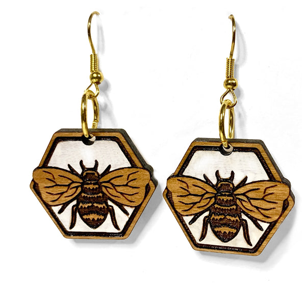 Bee Honeycomb Dangle Earrings – Glowforge Shop