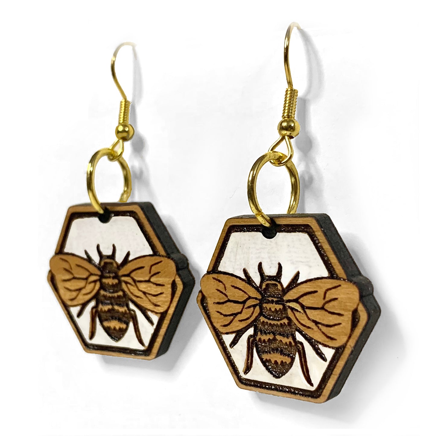 Bee Honeycomb Dangle Earrings
