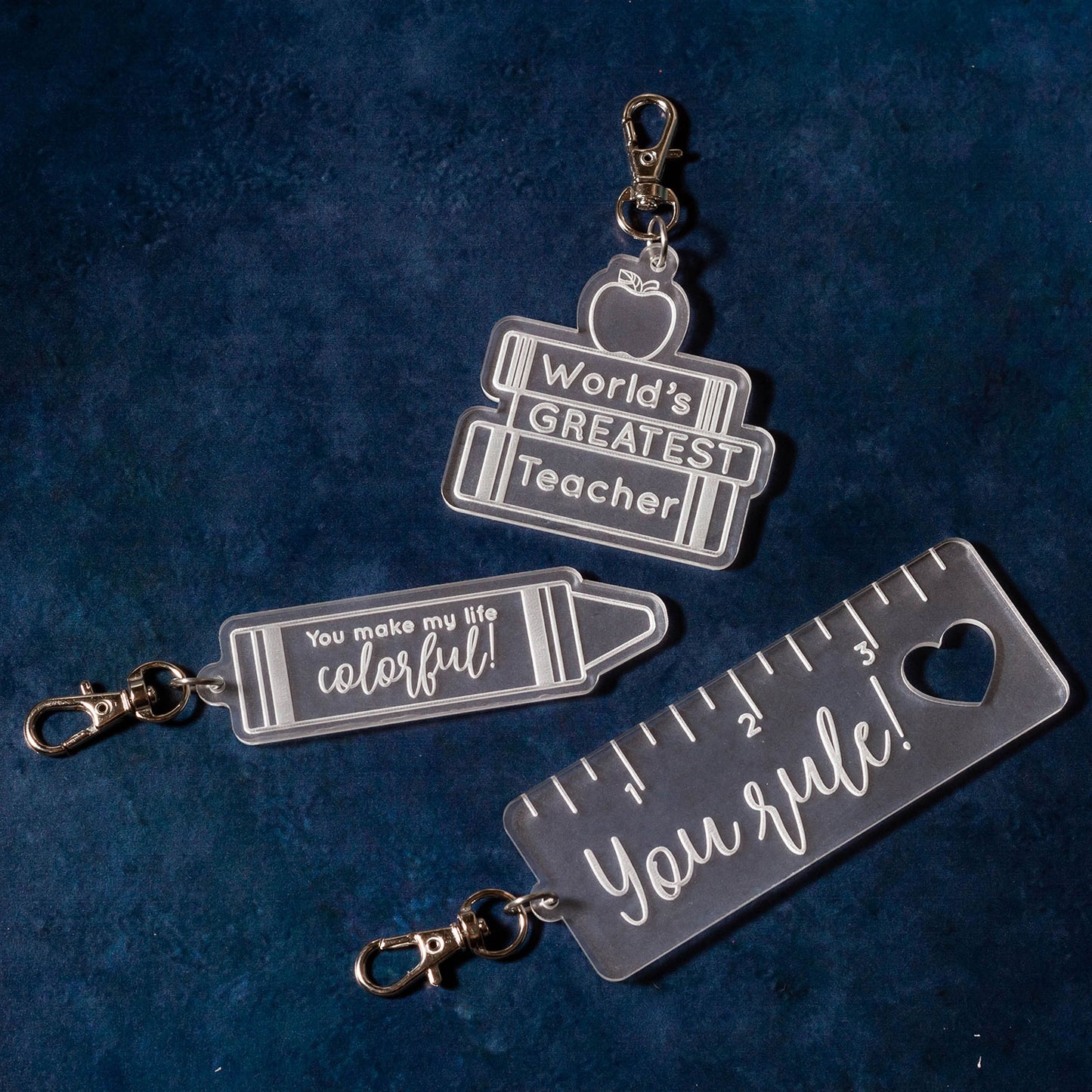 Blank Teacher Themed Keychain Templates (Set of 8)