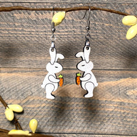 Bunny with Carrot Dangle Earrings - Easter Earrings