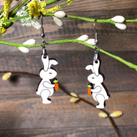 Bunny with Carrot Dangle Earrings - Easter Earrings