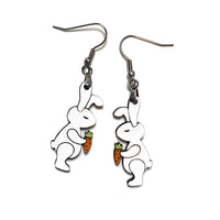 Bunny with Carrot Dangle Earrings - Easter Earrings