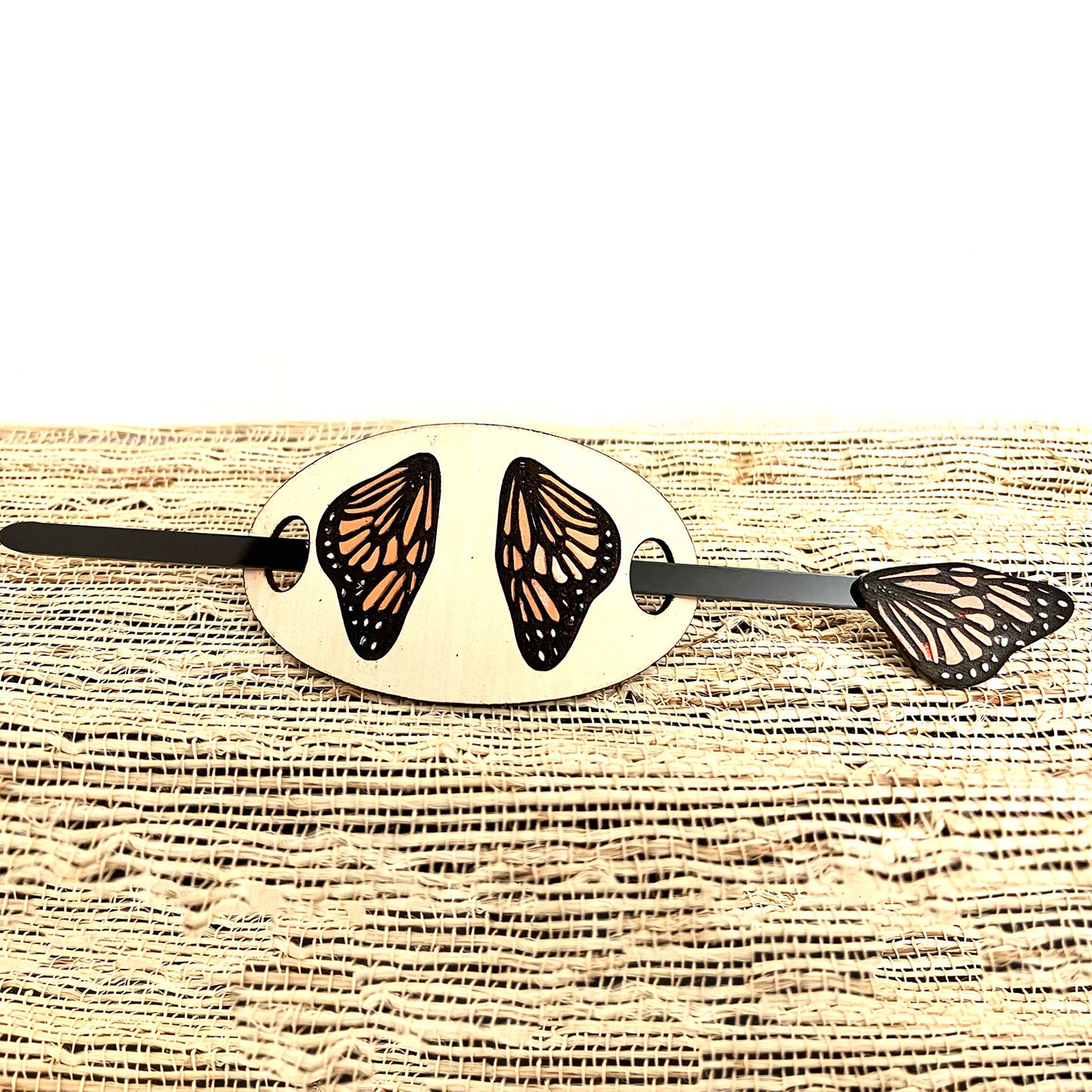 Butterfly Leather Hair Tie With Hair Stick