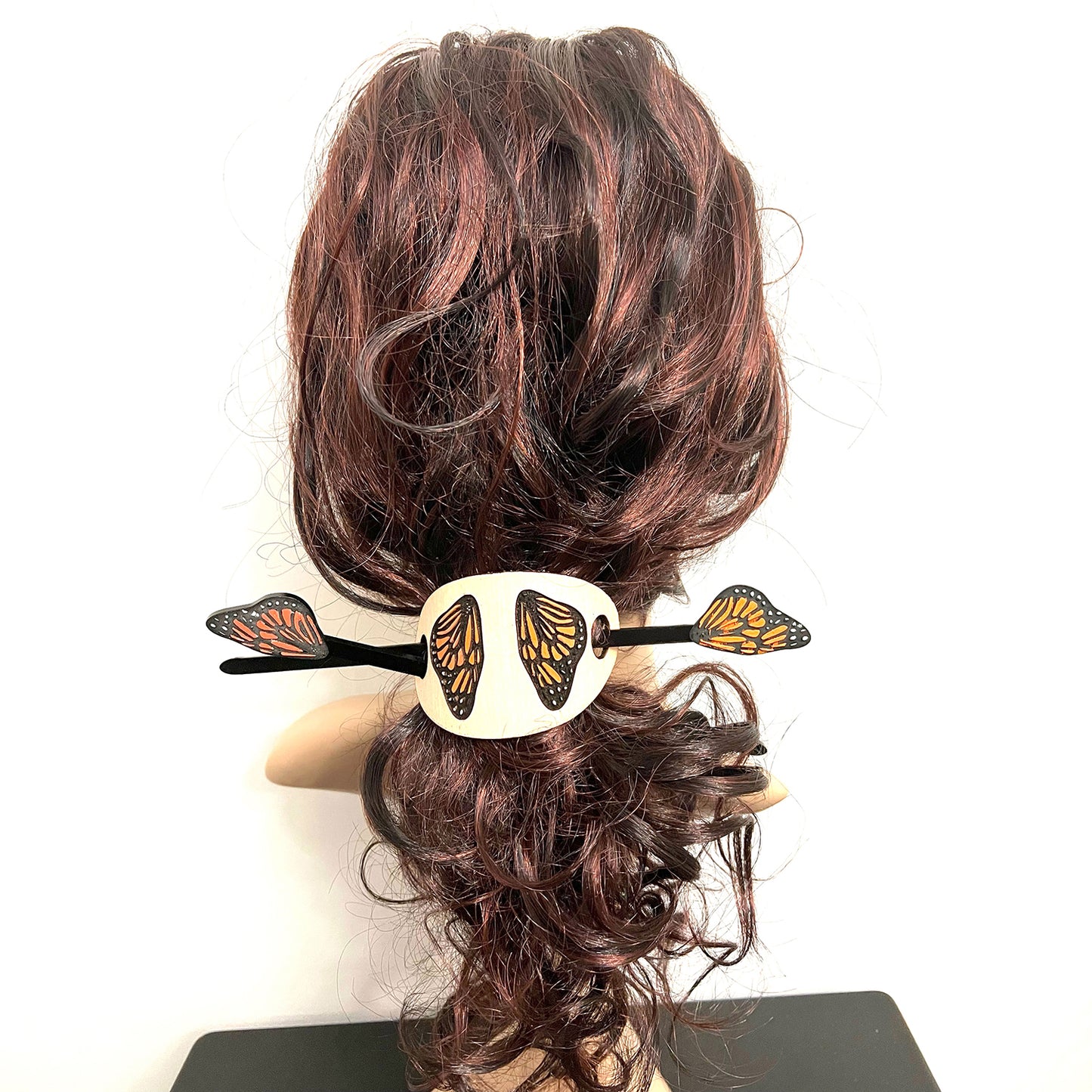 Butterfly Leather Hair Tie With Hair Stick