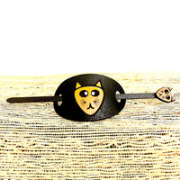 Cat Leather Hair Tie With Hair Stick
