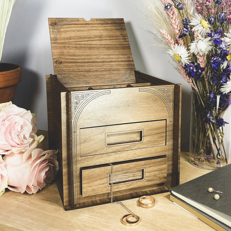 Personalized Wooden Jewelry Box With Lock, Secret Lock Box With