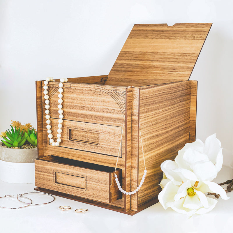 Keepsake Jewelry Box with Slide-out Drawers (Large)