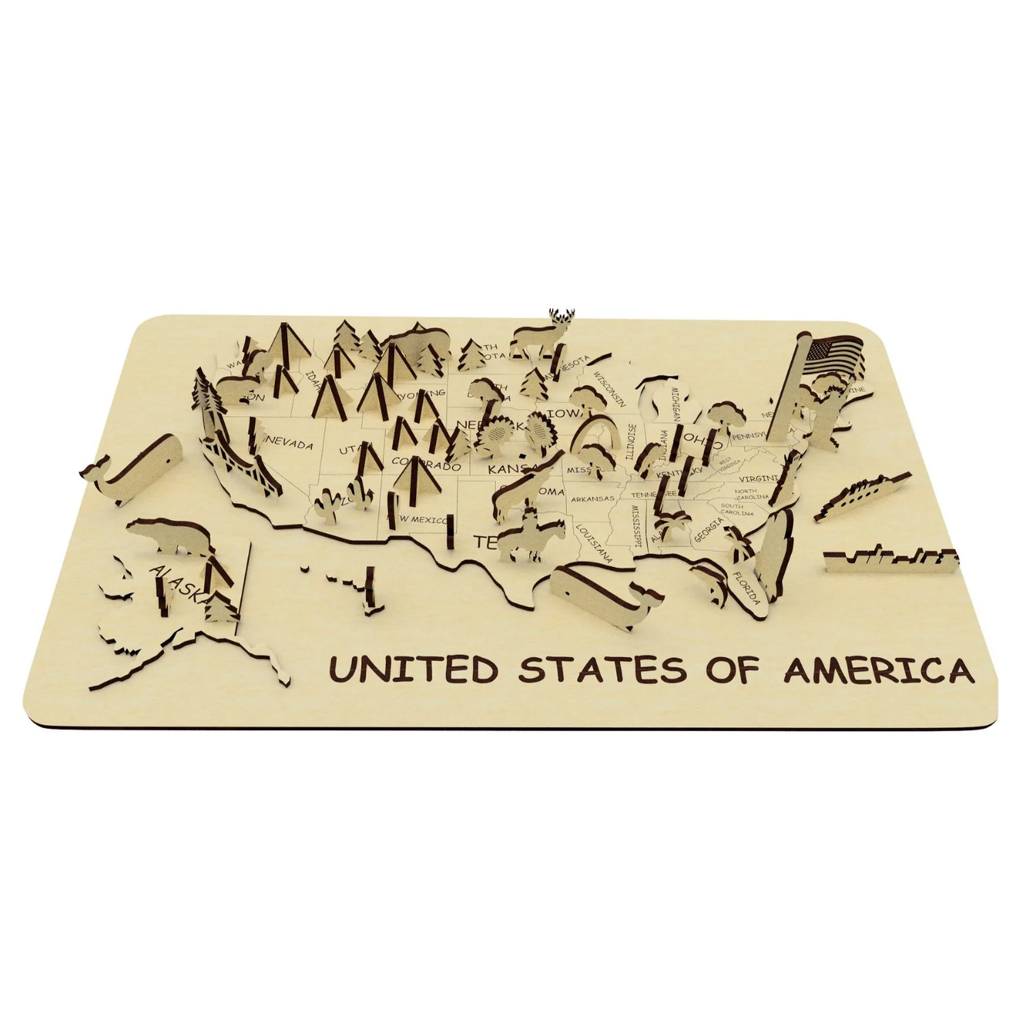 Children's Map of USA with Standup Pieces