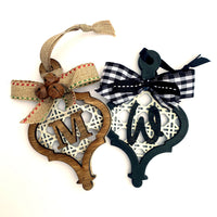 Christmas Hanging Tag Blanks - Spindle (Set of 7) Rattan, Shiplap and Engravable Surfaces
