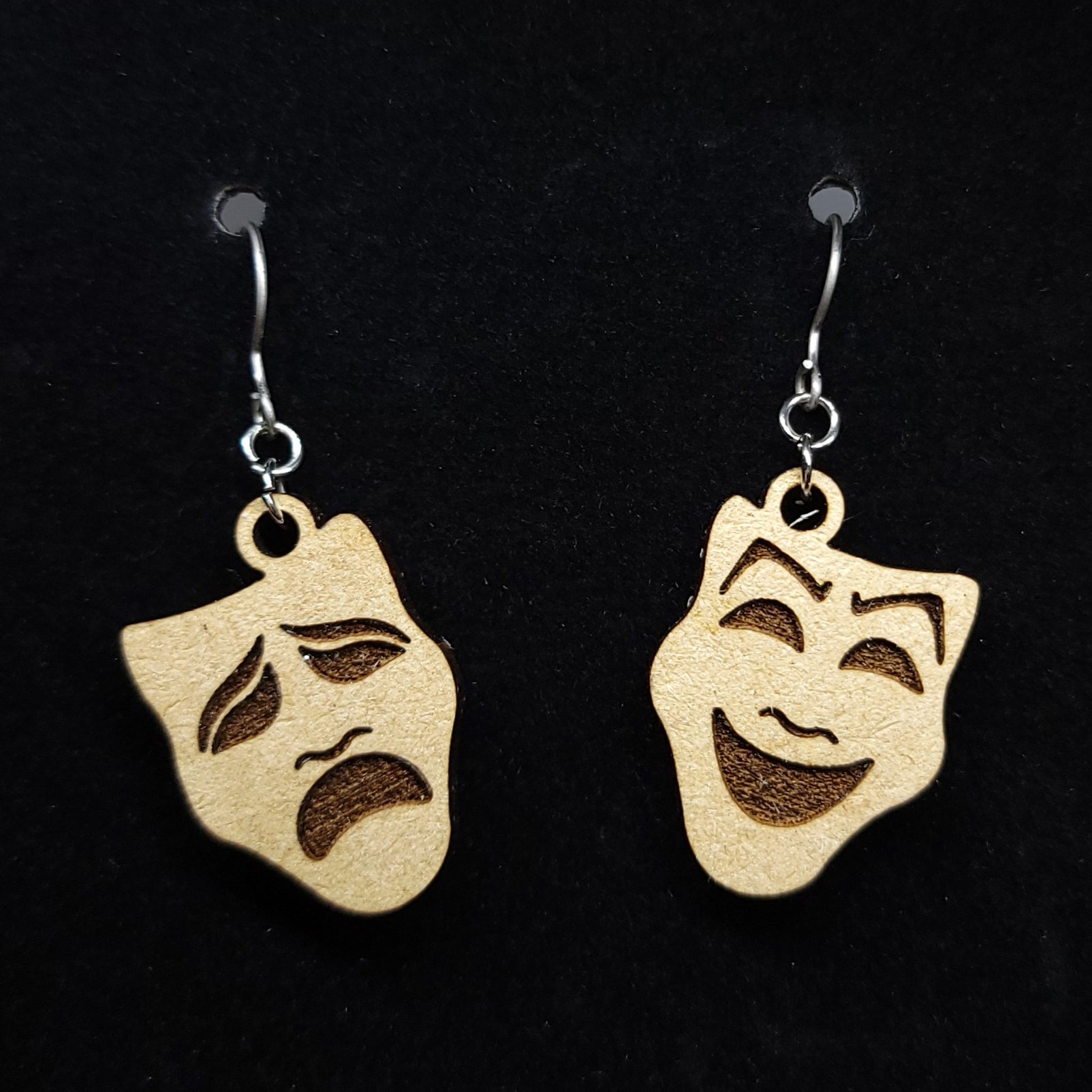 Vintage 1992 Silver deals Theater Happy Face Comedy Mask Stud Earrings