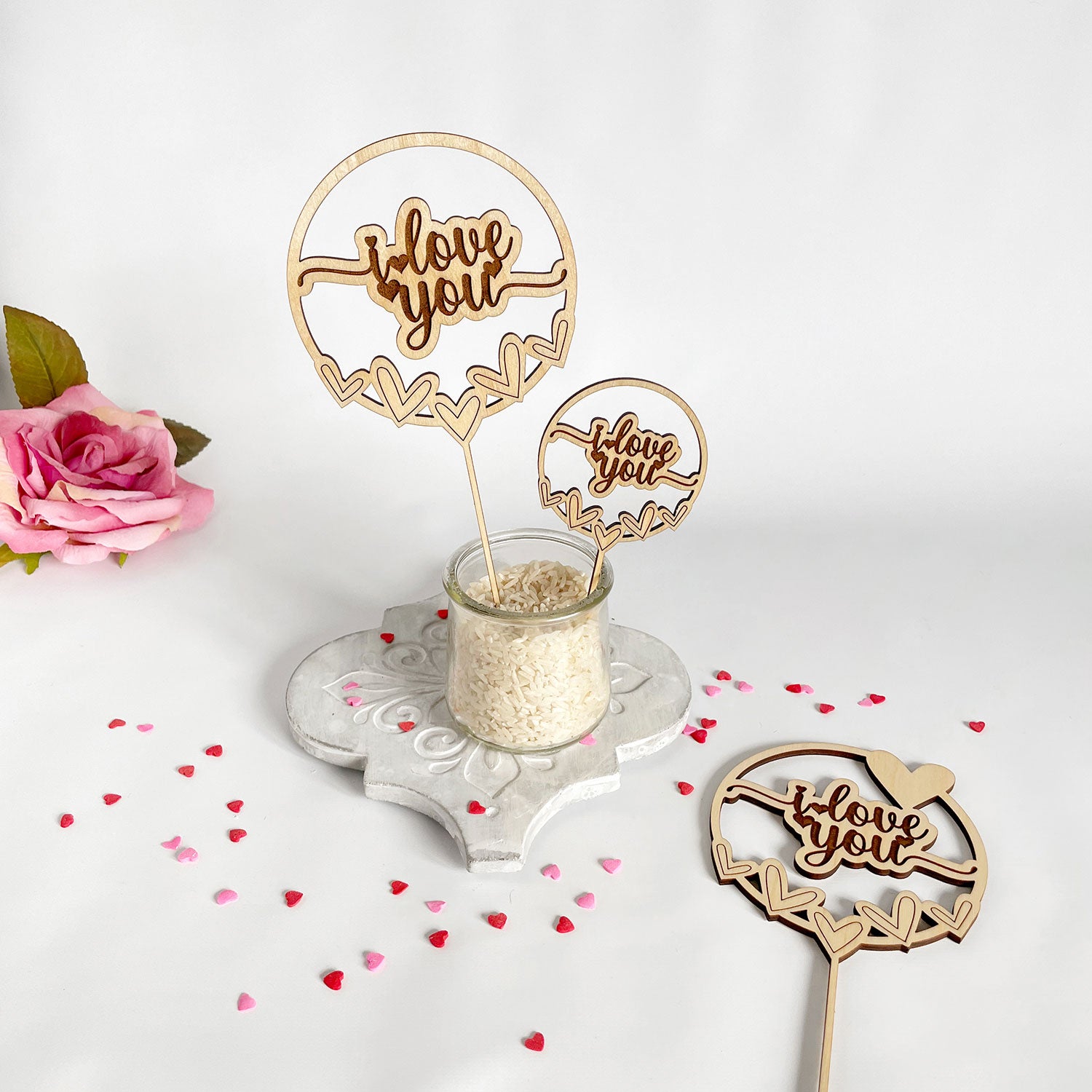 Customizable I Love You Cake and Cupcake Topper (Set of 6) – Glowforge Shop