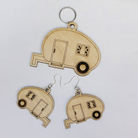 Cute Camper Earrings and Keychain Set