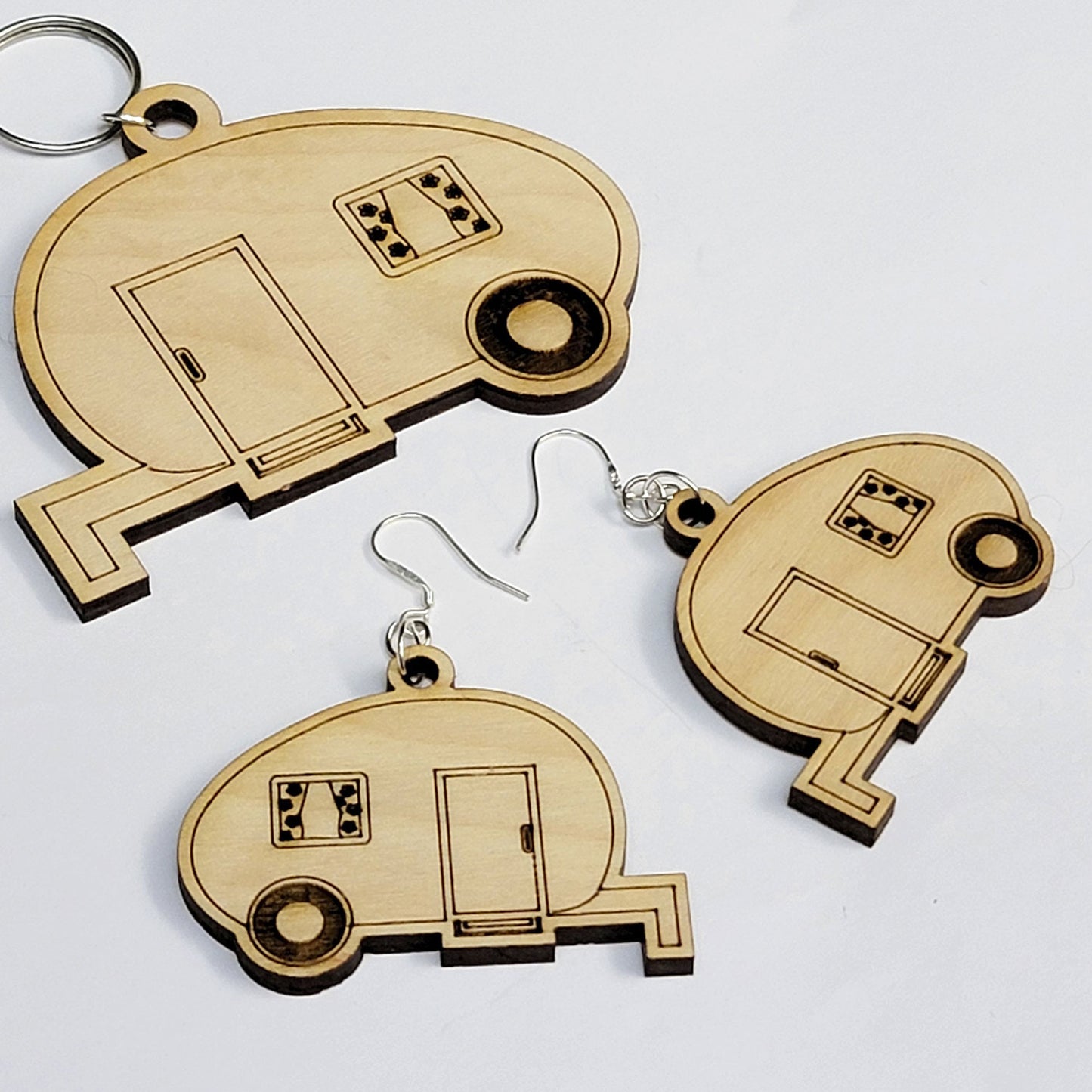 Cute Camper Earrings and Keychain Set