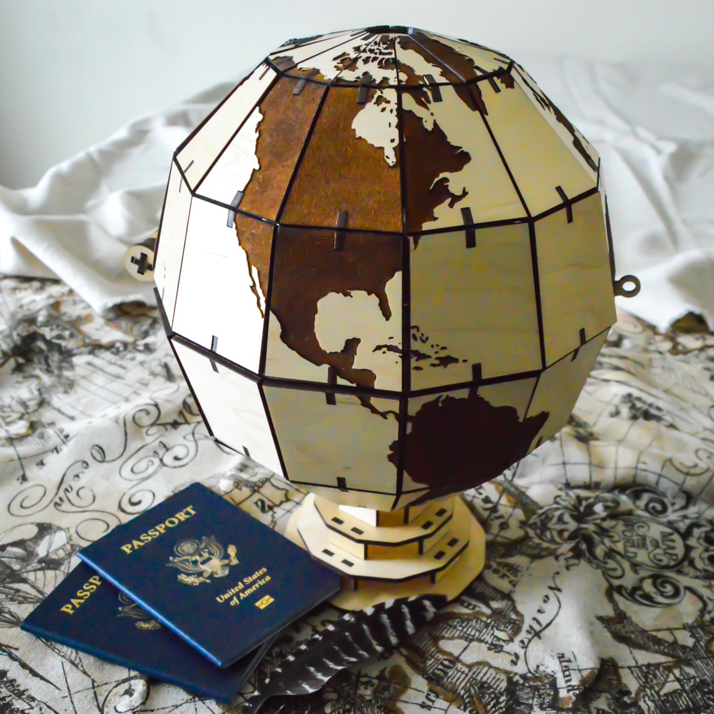 Vintage Globe Treasure Chest