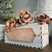 Decorative Box with Two Wood Tags (Pinecone and Blank)