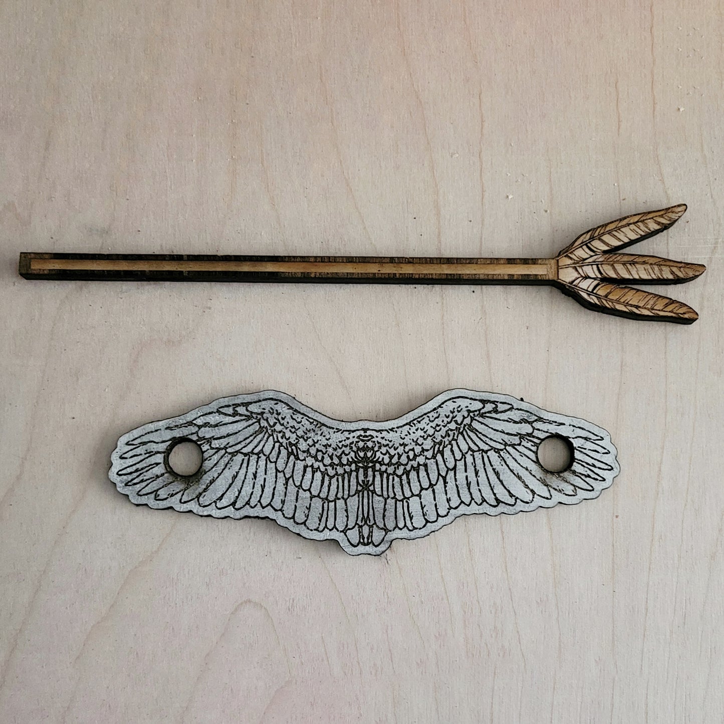 Eagle Wings Leather Hair Tie With Hair Stick