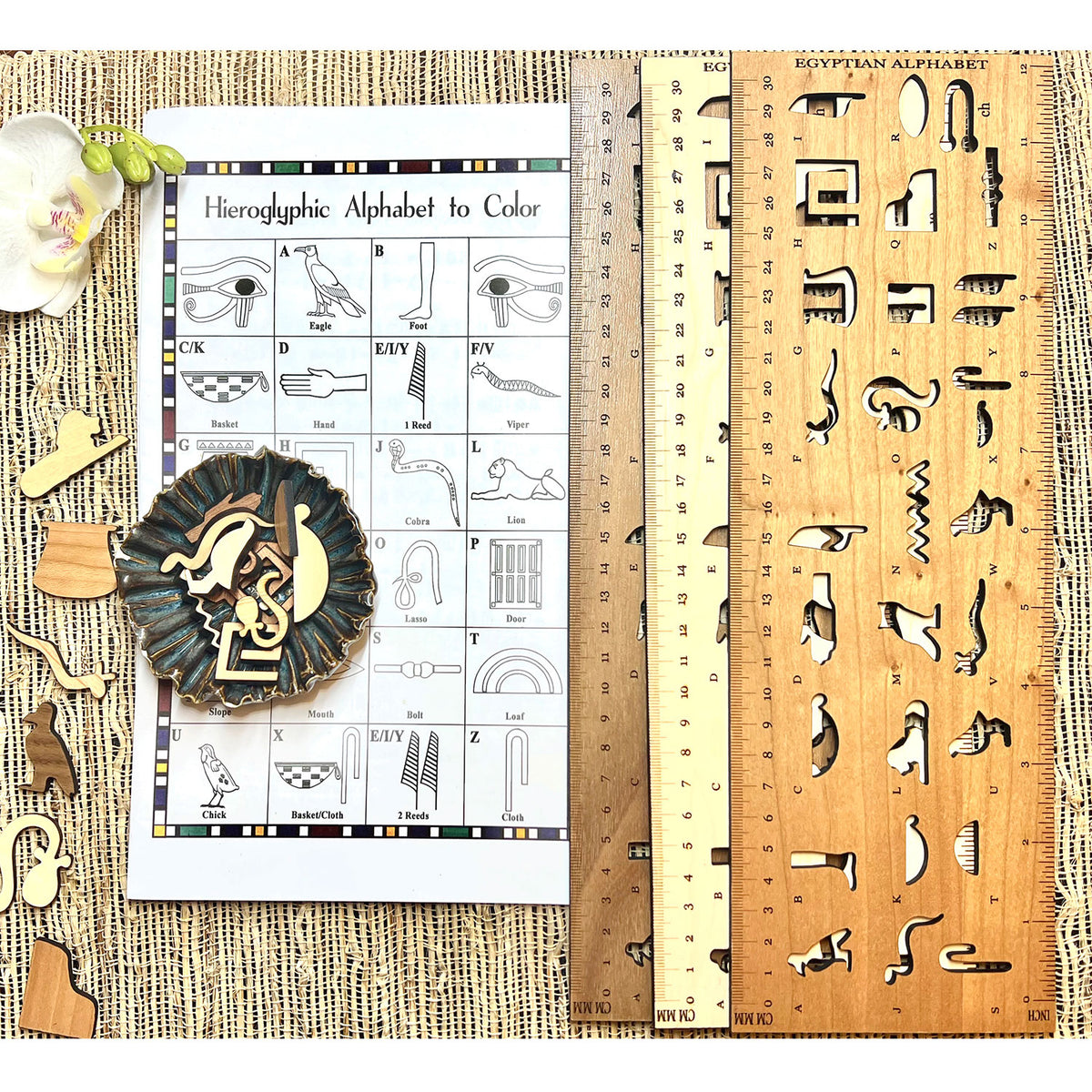 Block Ruler Alphabet Egyptian Hieroglyphic Alphabet Stencil ( With Rulers) – Glowforge Shop