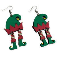 Elf Hat and Shoes Christmas Holiday Dangle Earrings