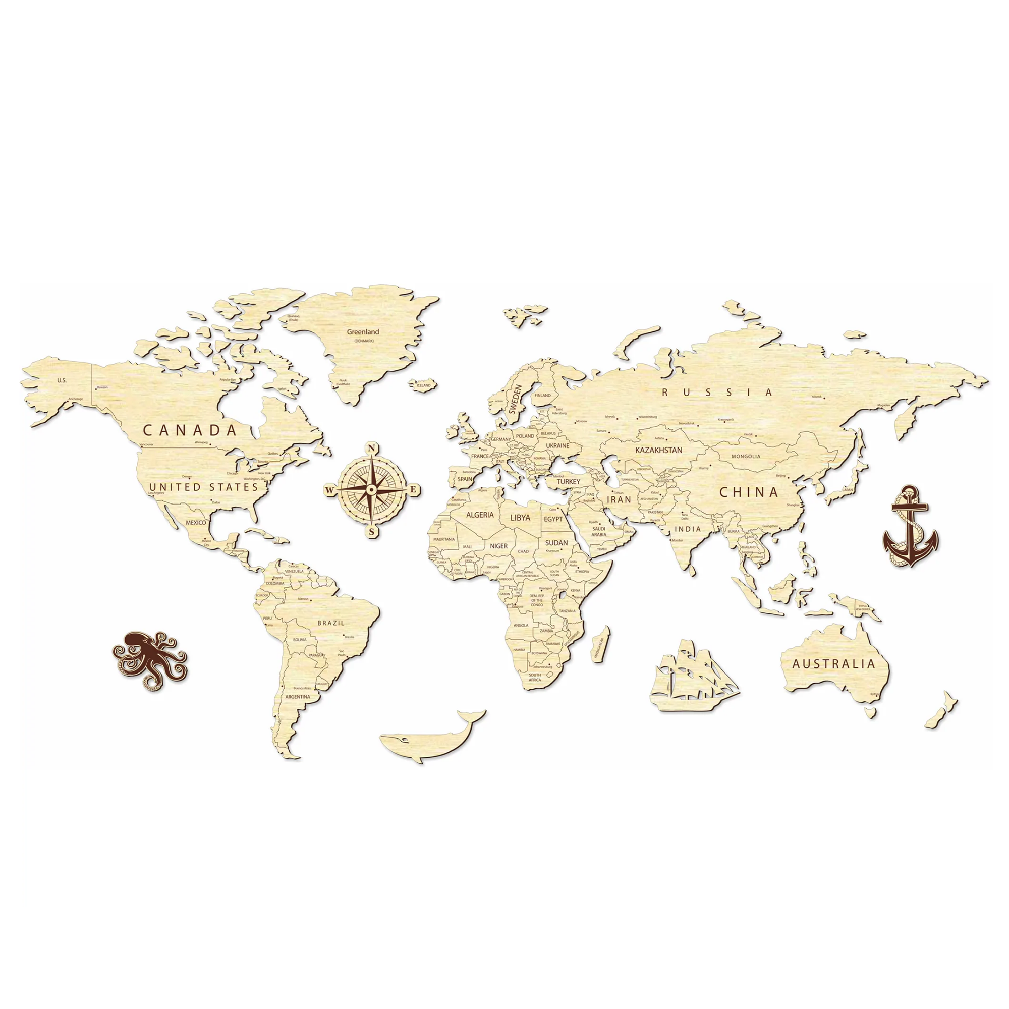 Explorer Puzzle World Map – Glowforge Shop