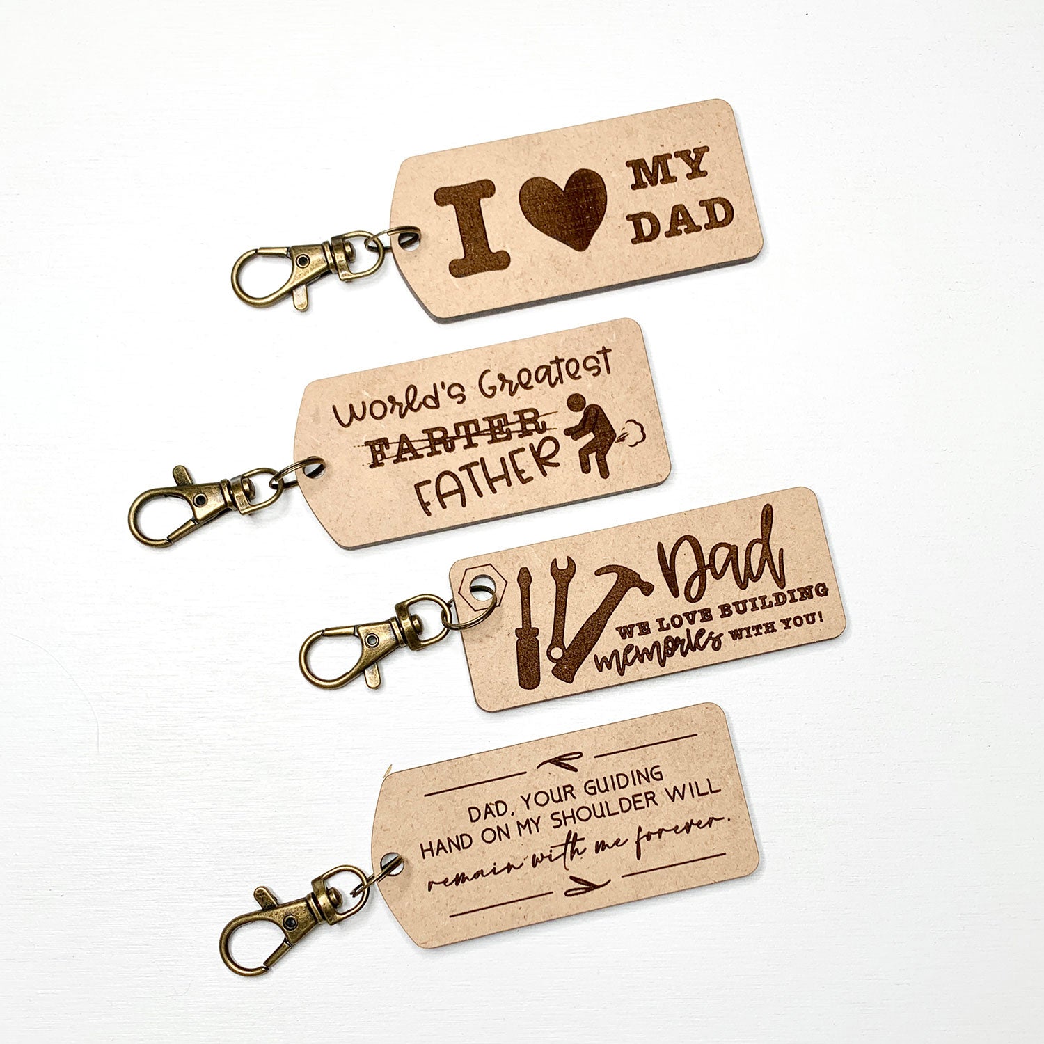Dad Quote Key Rings Father's Day Dad Keyrings (Set of 4) – Glowforge Shop