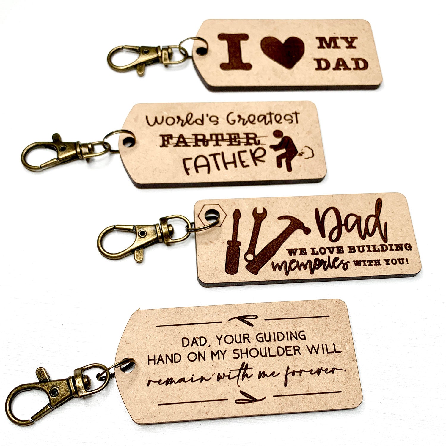 Dad Quote Key Rings Father's Day Dad Keyrings (Set of 4) – Glowforge Shop
