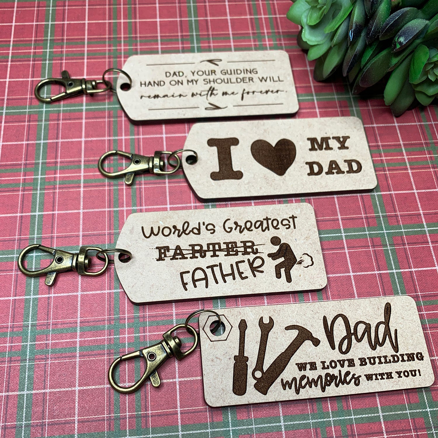 Dad Quote Key Rings Father's Day Dad Keyrings (Set of 4) – Glowforge Shop