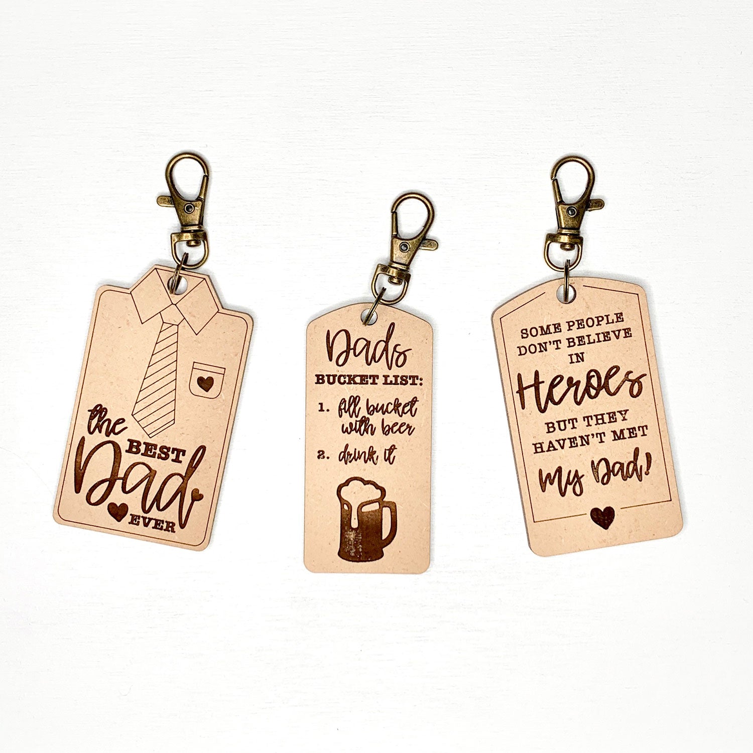 Dad Quote Key Rings Father's Day Dad Keyrings (Set of 3) – Glowforge Shop