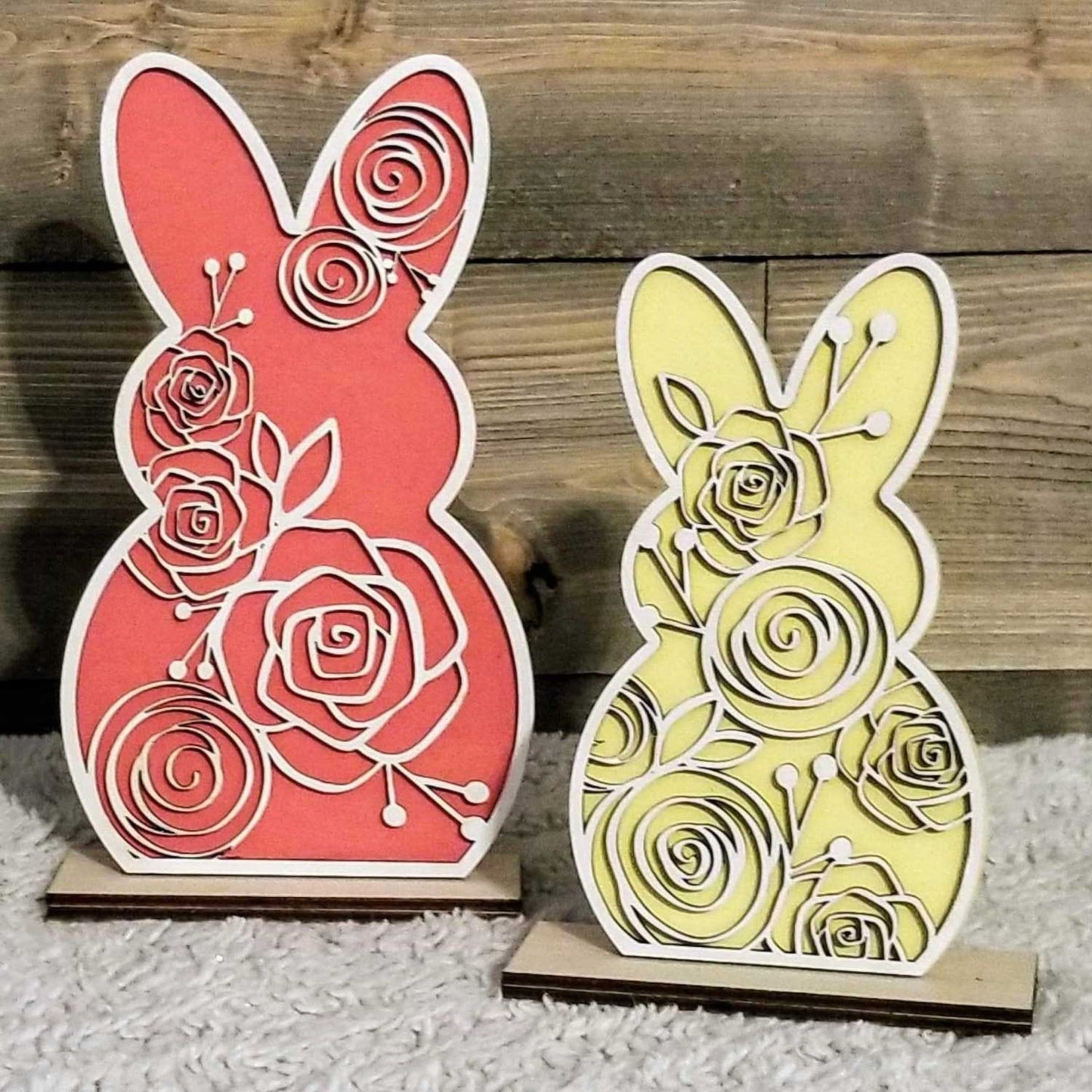 Floral Easter Bunnies Shelf Sitter (Set of 3)