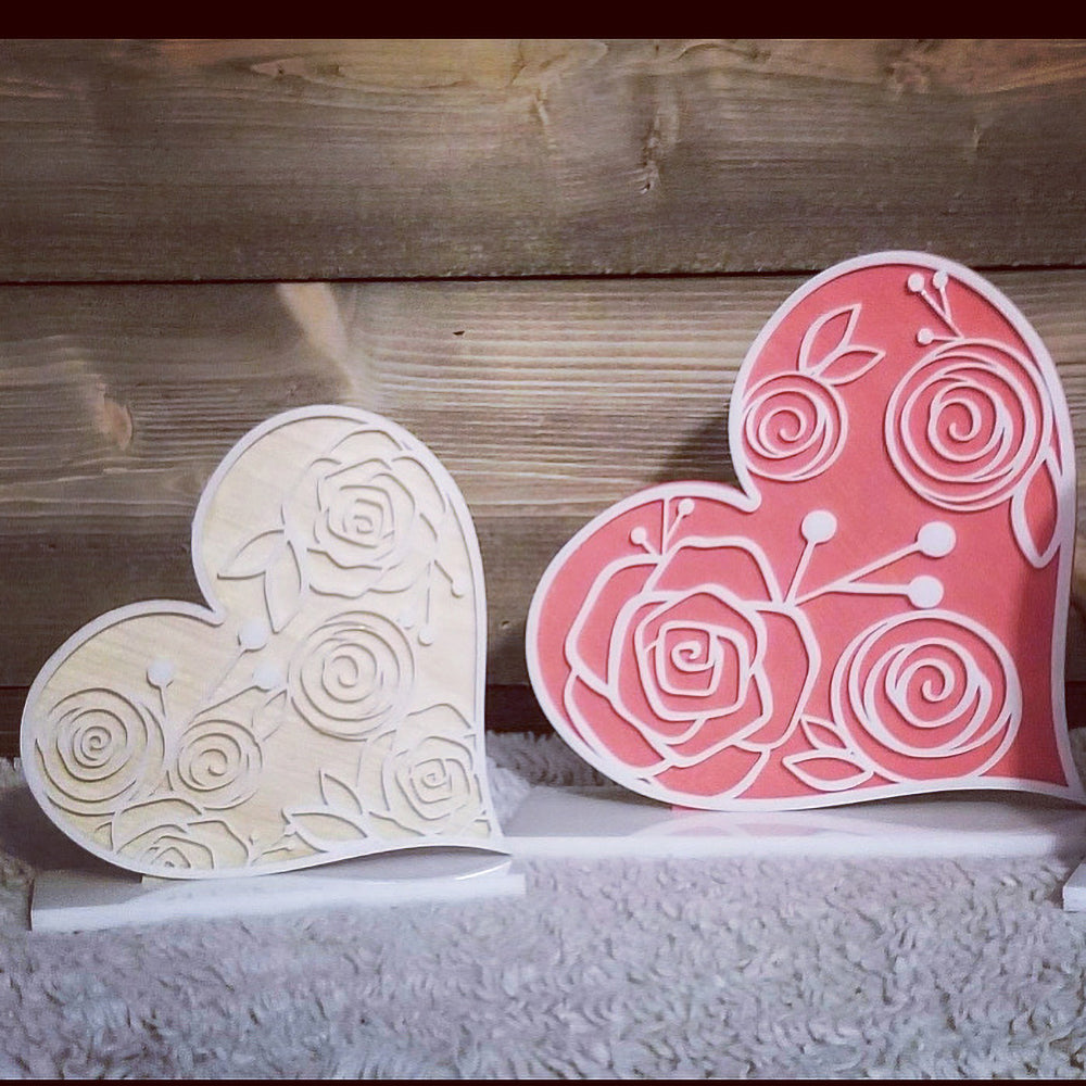Floral Valentine Hearts Shelf Sitters (Set of 3)