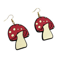Funky Retro Mushroom Dangle Earrings