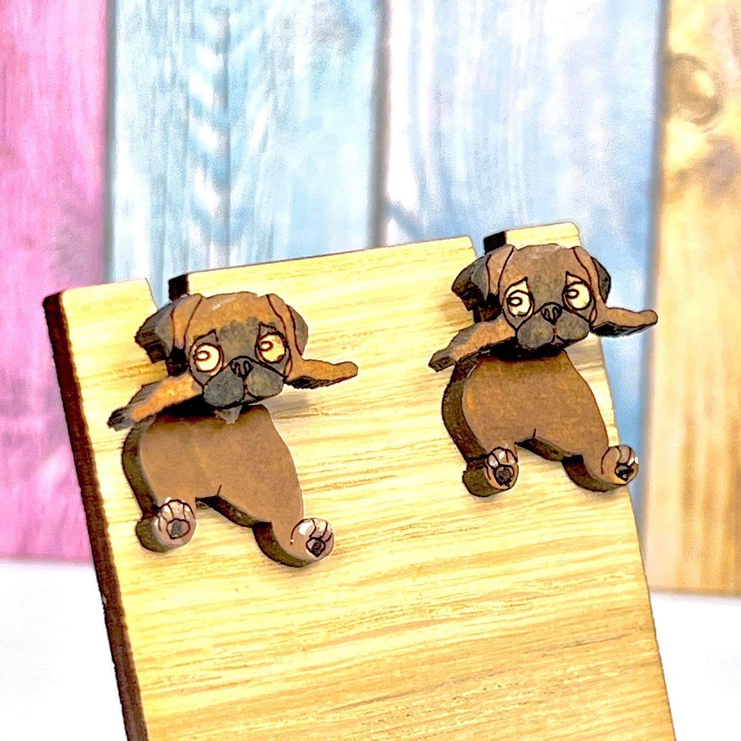 Hanging Pug Puppy Earrings
