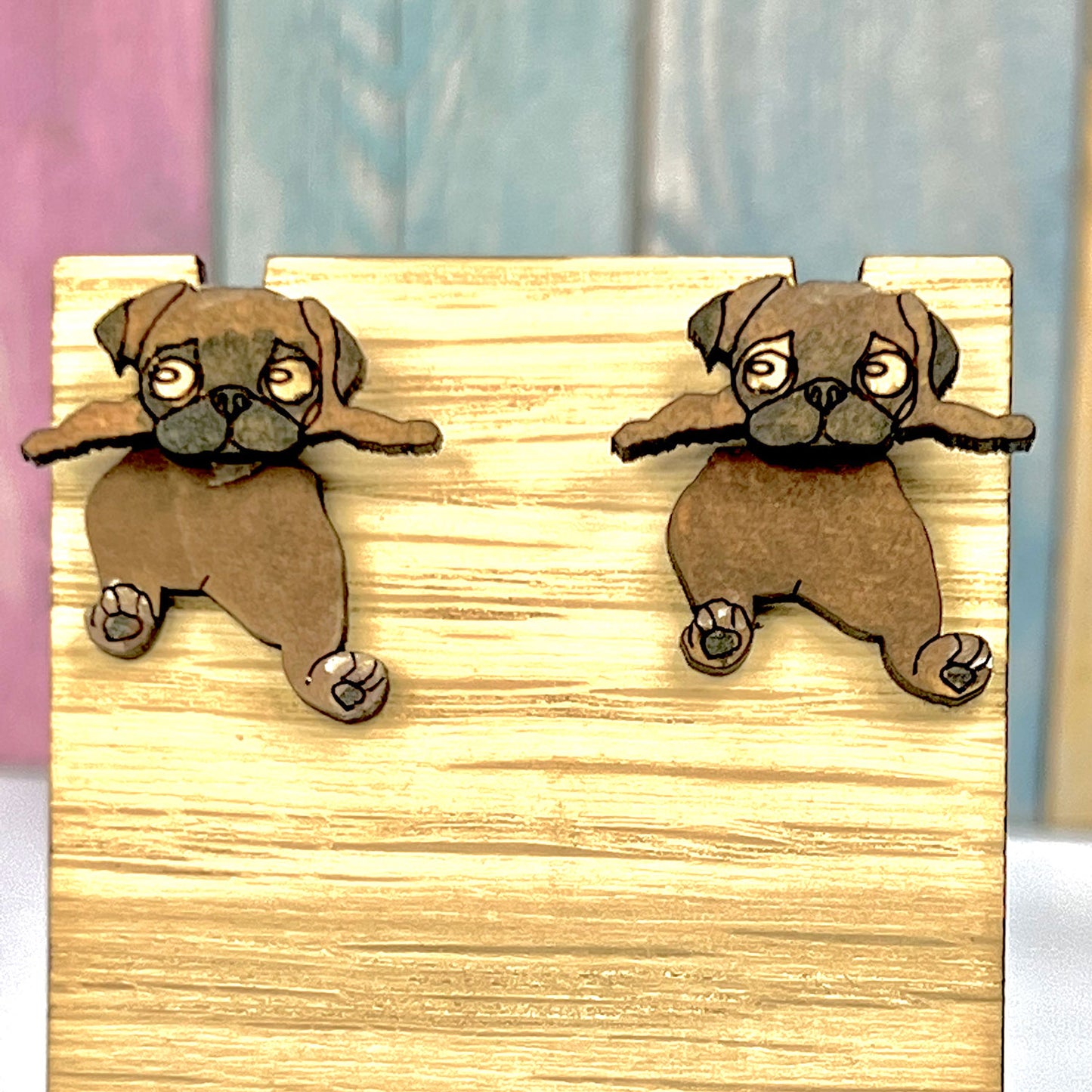 Hanging Pug Puppy Earrings