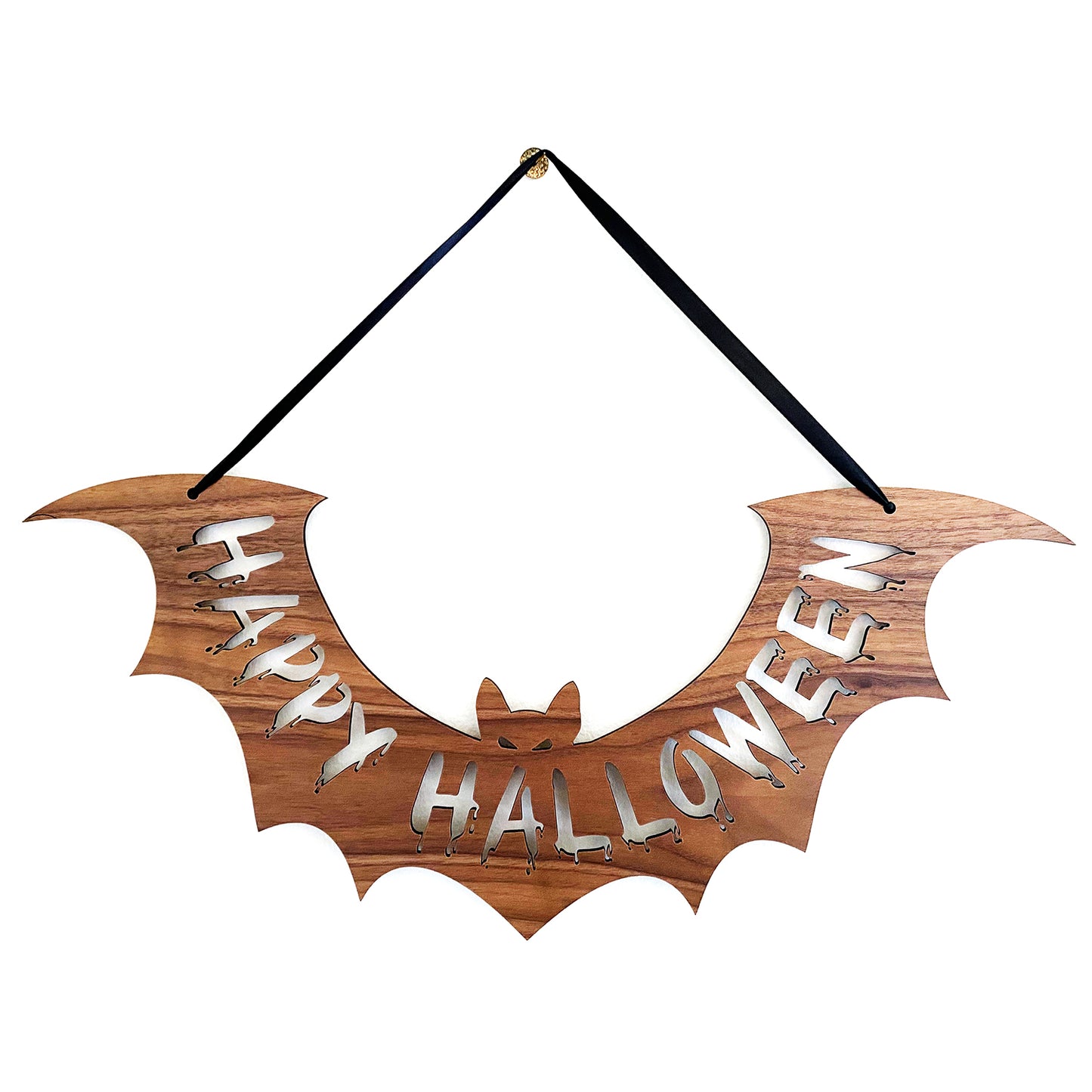 Hanging Subtle Happy Halloween Bat Sign